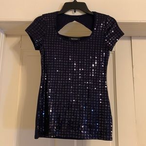 White House Black Market, XXS, Navy Sequin Shirt